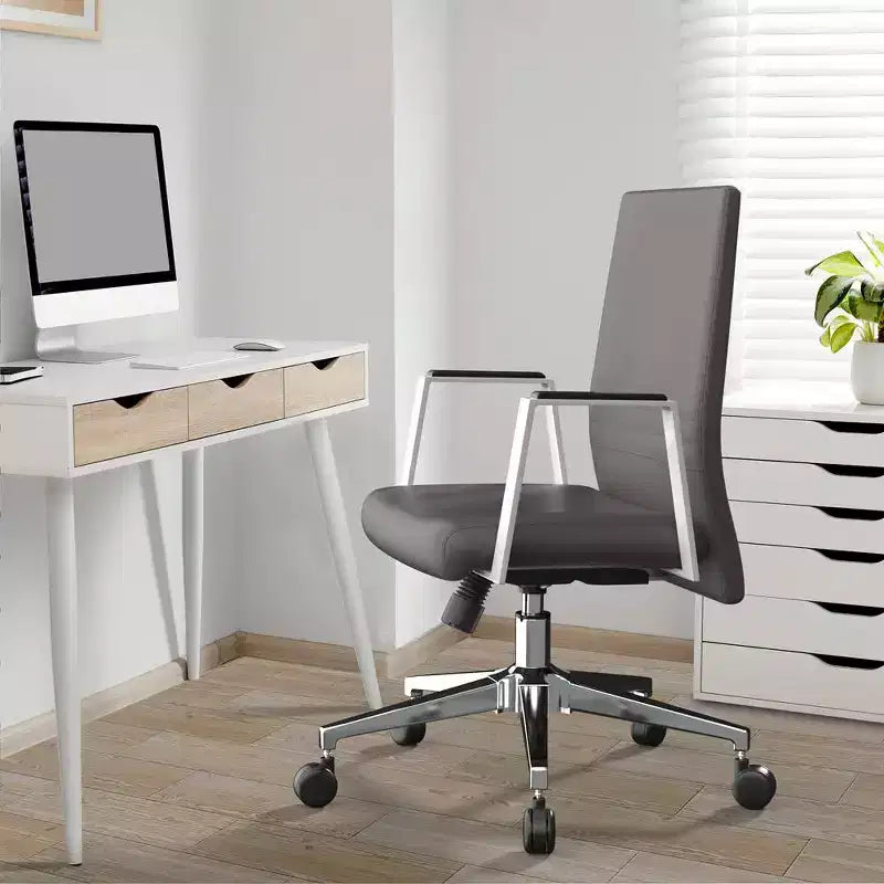 Aleen Modern Leather Office Chair - Swivel & Tilt Ergonomic Desk Chair with Iron Frame - Home Office