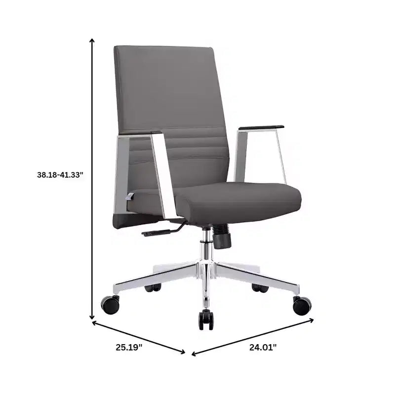 Aleen Modern Leather Office Chair - Swivel & Tilt Ergonomic Desk Chair with Iron Frame - Home Office