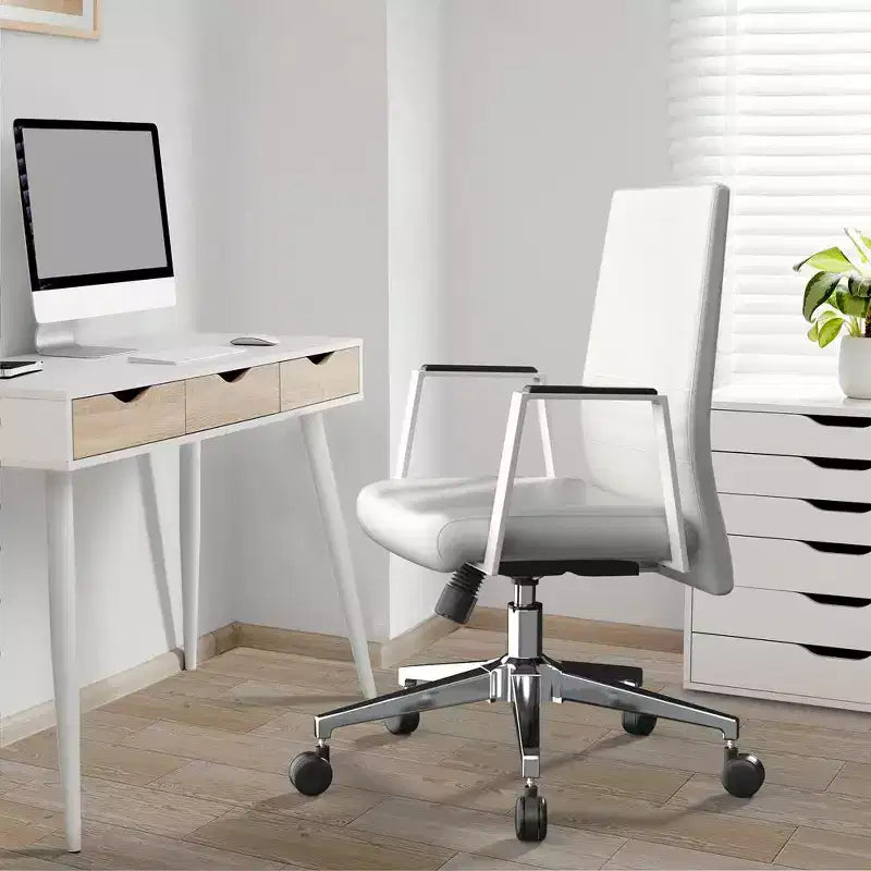 Aleen Modern Leather Office Chair - Swivel & Tilt Ergonomic Desk Chair with Iron Frame - Home Office