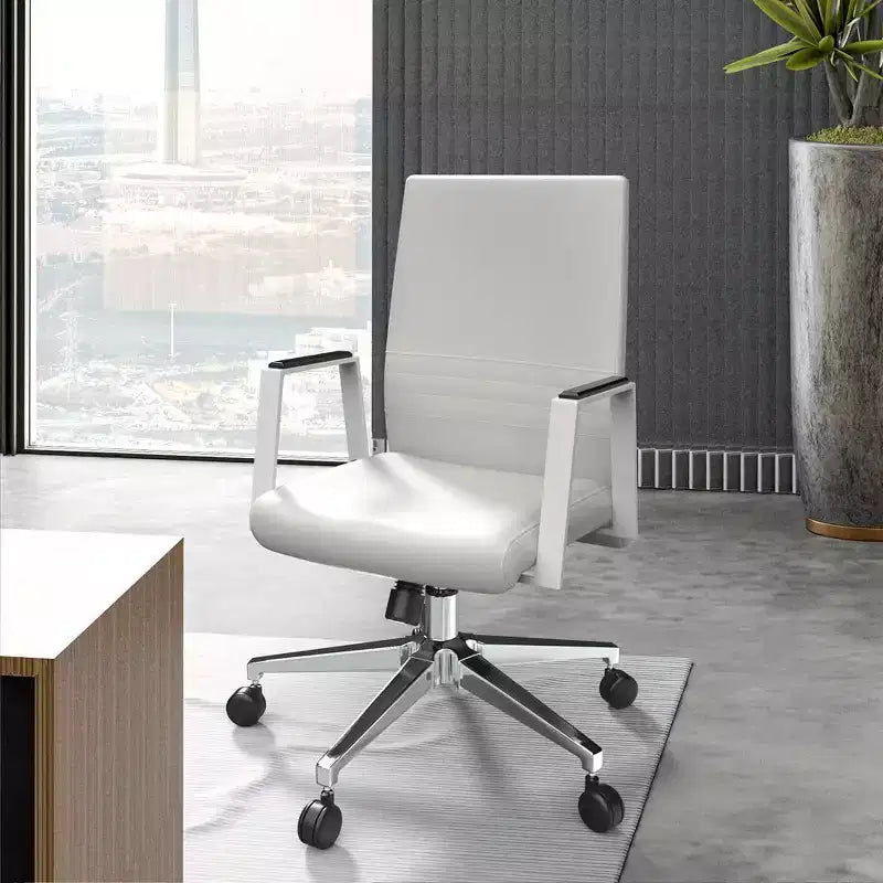 Aleen Modern Leather Office Chair - Swivel & Tilt Ergonomic Desk Chair with Iron Frame - Home Office
