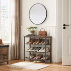 Shoe Rack, 4 Tier Shoe Storage Rack for 9-12 Pairs of Shoes, Shoe Organizer for Entryway, Rustic Brown and Black