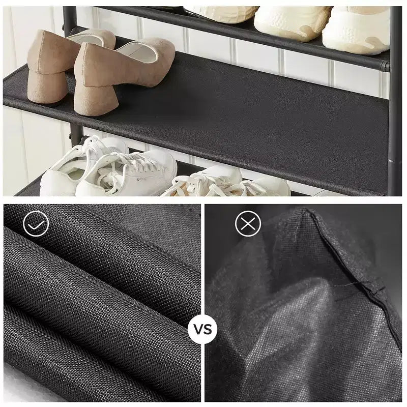 Shoe Rack, 4 Tier Shoe Storage Rack for 9-12 Pairs of Shoes, Shoe Organizer for Entryway, Rustic Brown and Black