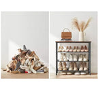 Shoe Rack, 4 Tier Shoe Storage Rack for 9-12 Pairs of Shoes, Shoe Organizer for Entryway, Rustic Brown and Black