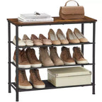 Shoe Rack, 4 Tier Shoe Storage Rack for 9-12 Pairs of Shoes, Shoe Organizer for Entryway, Rustic Brown and Black
