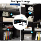 70.86-inch Executive Desk, L-Shaped Office Desk with Storage Cabinet, Business Furniture Desk Workstation for Home Office