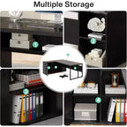 70.86-inch Executive Desk, L-Shaped Office Desk with Storage Cabinet, Business Furniture Desk Workstation for Home Office