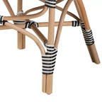 Wallis Modern French Two-Tone Black and White Weaving and Natural Rattan Indoor Dining Chair