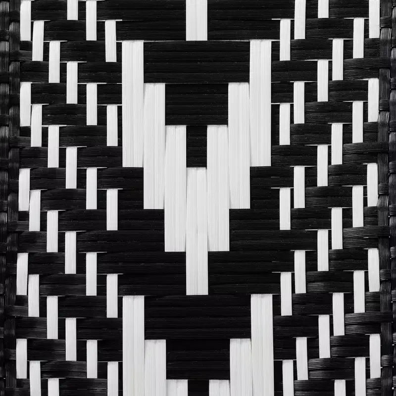 Wallis Modern French Two-Tone Black and White Weaving and Natural Rattan Indoor Dining Chair