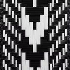 Wallis Modern French Two-Tone Black and White Weaving and Natural Rattan Indoor Dining Chair