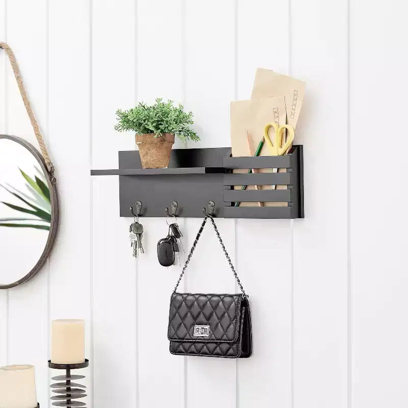 18 Utility Shelf with Pocket and Hanging Hooks