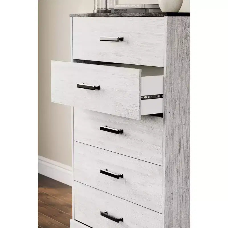 Casual Shawburn Chest of Drawers, Whitewash/Charcoal Gray