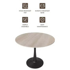 Bristol 31 Round Dining Table Sintered Stone Top, Black Steel Pedestal Base, Accent Café Table for Kitchen & Small Spaces