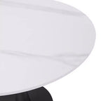 Bristol 31 Round Dining Table Sintered Stone Top, Black Steel Pedestal Base, Accent Café Table for Kitchen & Small Spaces