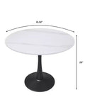 Bristol 31 Round Dining Table Sintered Stone Top, Black Steel Pedestal Base, Accent Café Table for Kitchen & Small Spaces