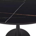 Bristol 31 Round Dining Table Sintered Stone Top, Black Steel Pedestal Base, Accent Café Table for Kitchen & Small Spaces