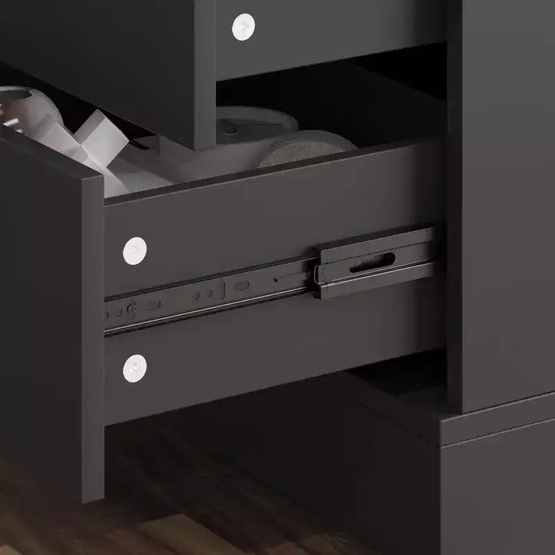 Height-Adjustable Computer Desk Office Desk Standing Desk: L-Shaped Spacious Desktop, Storage Cabinets