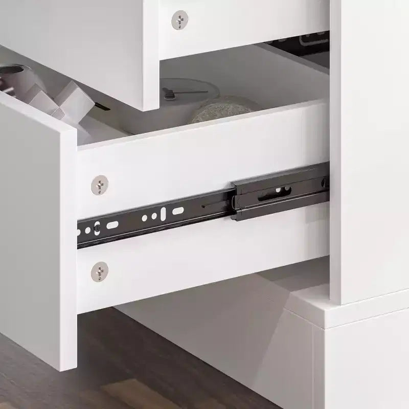 Height-Adjustable Computer Desk Office Desk Standing Desk: L-Shaped Spacious Desktop, Storage Cabinets