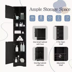 67 Tall Bathroom Corner Cabinet, Freestanding Floor Cabinet With Adjustable Shelves, Narrow Cabinet Organizer for Bathroom Kitchen Living Room
